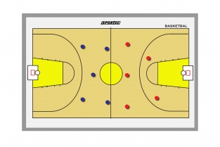 (Oude belijning) 90 x 60 cm - Magnetisch coachbord basketbal